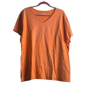Just My Size Orange V-Neck Tee Size 26W/28W